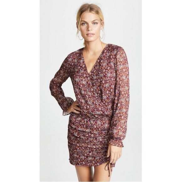 Ramy Brook 'Vina' Printed Ruched Mini Dress - Mahogany Combo